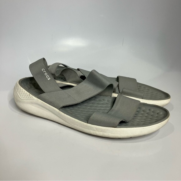 Literide by crocs gray slingback sandals casual summer womens size 10 - Picture 2 of 10